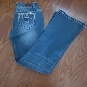Shyanne Kids Blue Denim‎ Jeans with Embroidered Pocket Bootcut Western Size 14